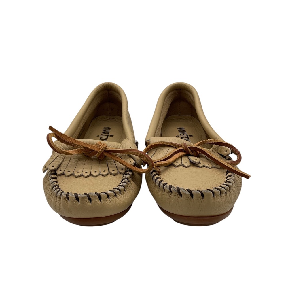 Minnetonka Kilty Plus Women 5 Buff Tan Pebbled‎ Leather Moccasin Loafers 241351